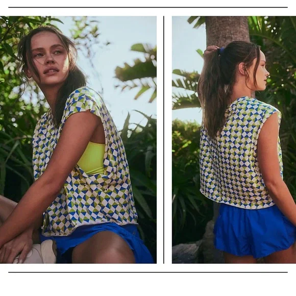 Free People Inspire Printed Tank FP Movement Trippy Geo Glowing Size L - Picture 7 of 8